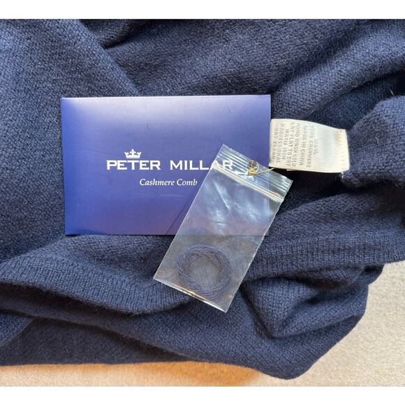 Peter Millar Women's One Size Navy 100% Cashmere Essential Knit Poncho Wrap Soft - Picture 3 of 5